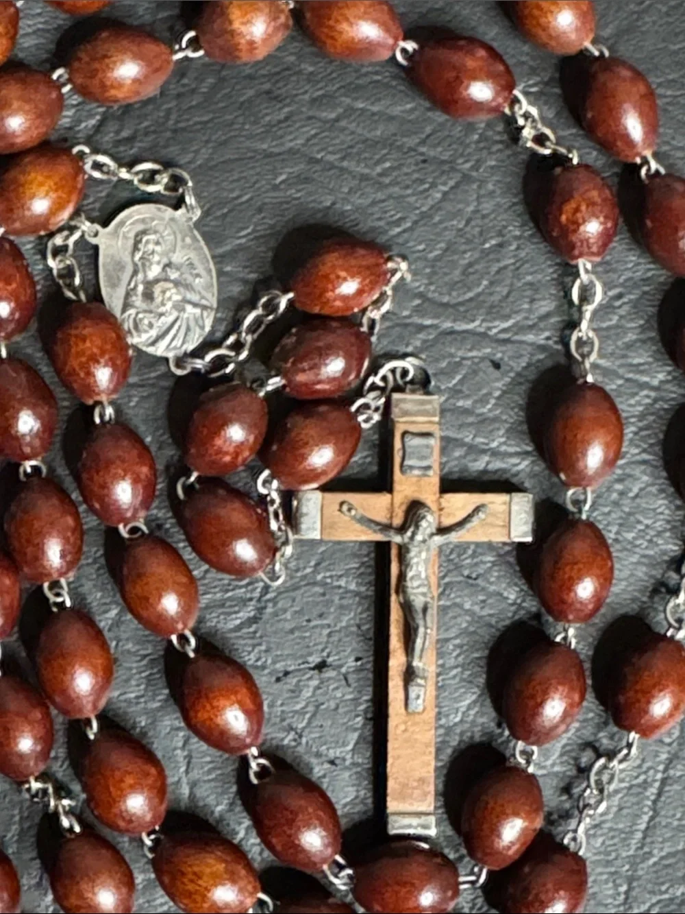 Vintage Brown Seed Bead ROSARY Signed Italy